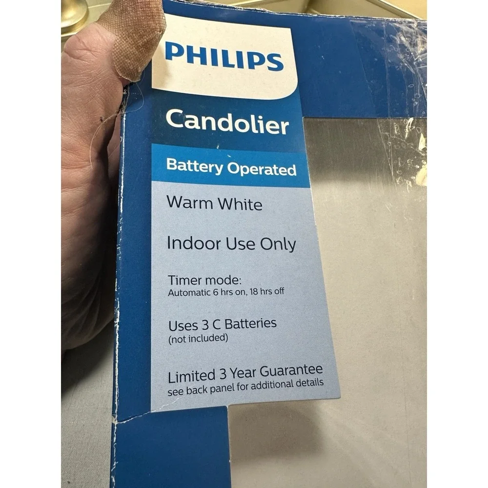 Set of 2 Philips Candolier LED Warm White Gold Tone with 6 hour Timer